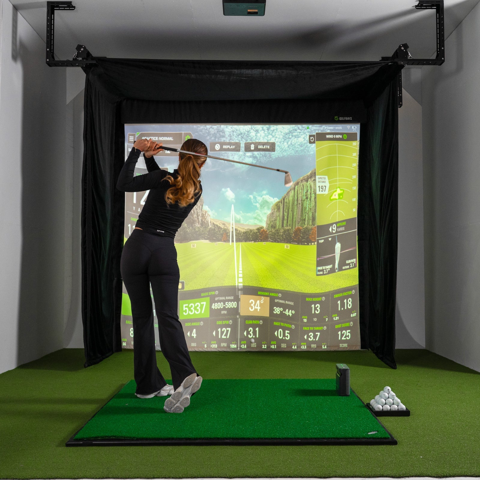 Golfbays Retractable Simbox Golf Simulator Enclosure - W 3.2m x H 3m x D 1.2m